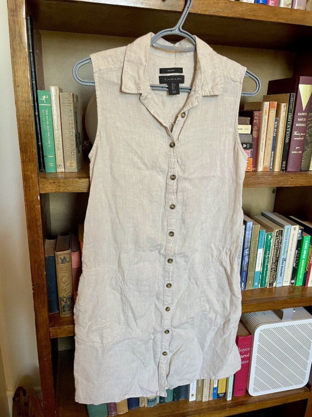 Tahari Cream 100% Linen Dress